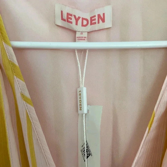 LEYDEN Womens Pink Tie Striped Tea-Length Formal Dress Juniors S NWT - Picture 3 of 5